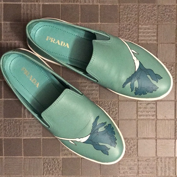 Prada Teal Slip On Floral Sneakers - EUC - Picture 2 of 5